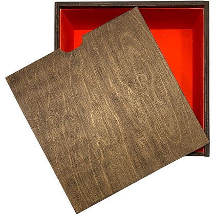 Коробка декоративная "MK-MR", 20x20x10 см, темно-коричневый, красный