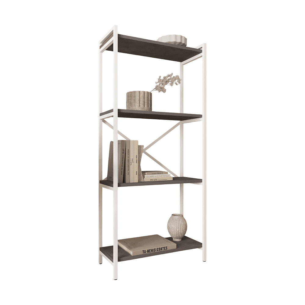 Стеллаж ALLERD RION, белый муар, 675х300х1500, металл бруклин