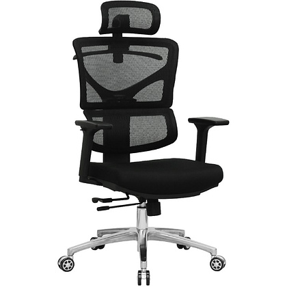 Кресло для руководителя EVOLUTION "ERGO Fabric", ткань, сетка, металл, черный
