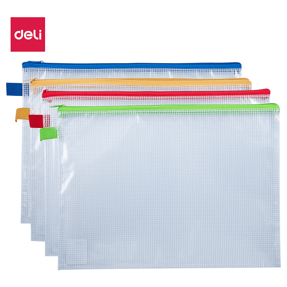 Папка конверт на молнии "Deli", А4, прозрачный