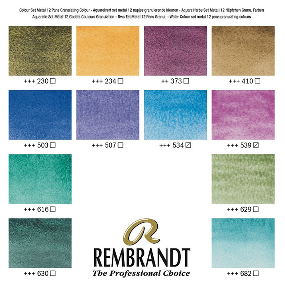 Набор красок акварельных "Rembrandt", 12 гранулированных цветов - 2