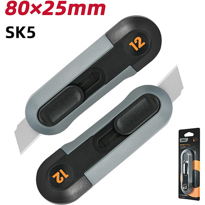 Нож строительный Deli HS EHT4007, 80x25 мм, Soft Touch, черный - 2