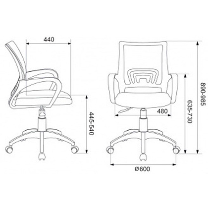 Кресло для персонала Бюрократ "CH-695NLT", ткань, пластик, красный, черный - 5