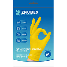 Перчатки латексные хозяйственные "Zaubex", усиленные, р-р M, желтый
