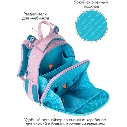 Рюкзак школьный "Shiny flamingo", розовый, голубой - 3