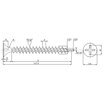 Саморез 3.5х35 мм для монтажа ГКЛ к металлу, фосфат, 1000 шт. - 2