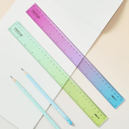 Линейка "Deli EH654", 30 см, прозрачный, ассорти градиент  - 3