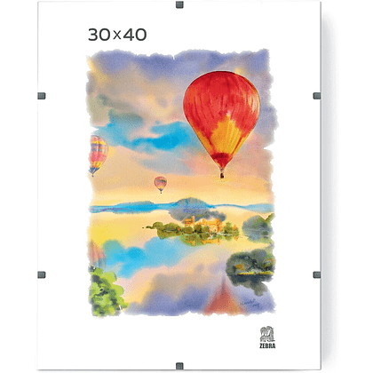Фоторамка "ПКлип002130 Zebra", 30х40 см, клип, со стеклом, прозрачный