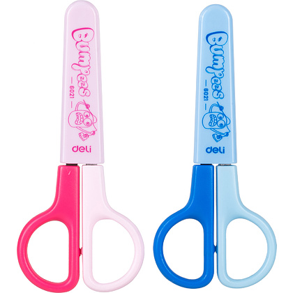Ножницы Deli "Bumpees", 12 см, чехол, ассорти