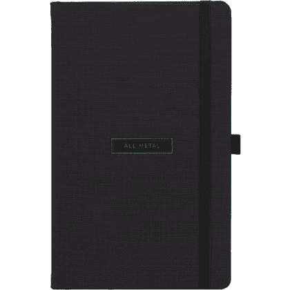 Блокнот "All metal green", А5, 96 листов, на резинке, черный, срез зеленый - 2