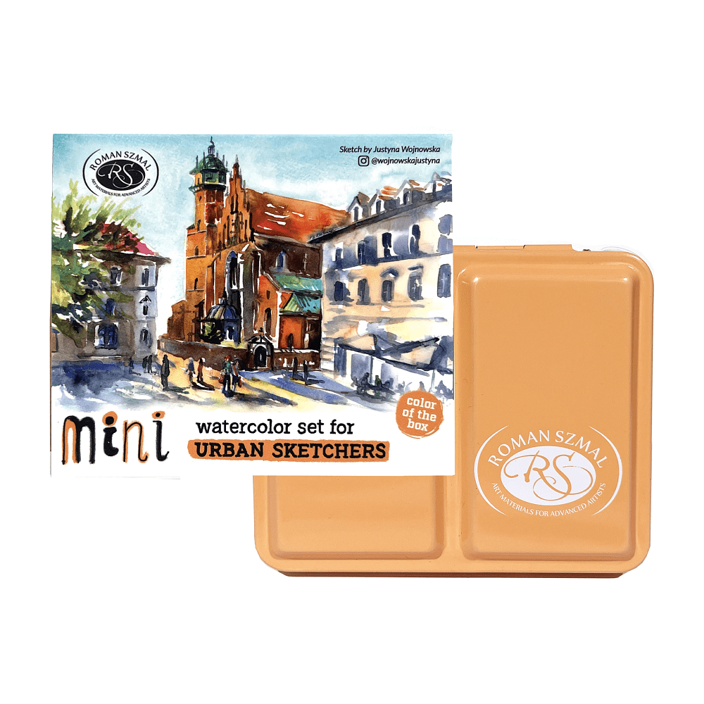 Краски акварельные "Aquarius. Mini Urban Sketcher set", 8 цветов, полукюветы, коробка, абрикос