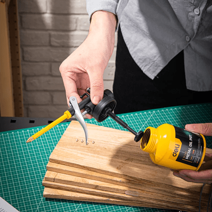 Масленка для смазки стальная Deli YS EDL2401, 180 мл, медный носик, желтая - 3