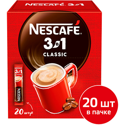 Кофейный напиток "Nescafe" 3в1 классик, растворимый, 14.5 г - 2