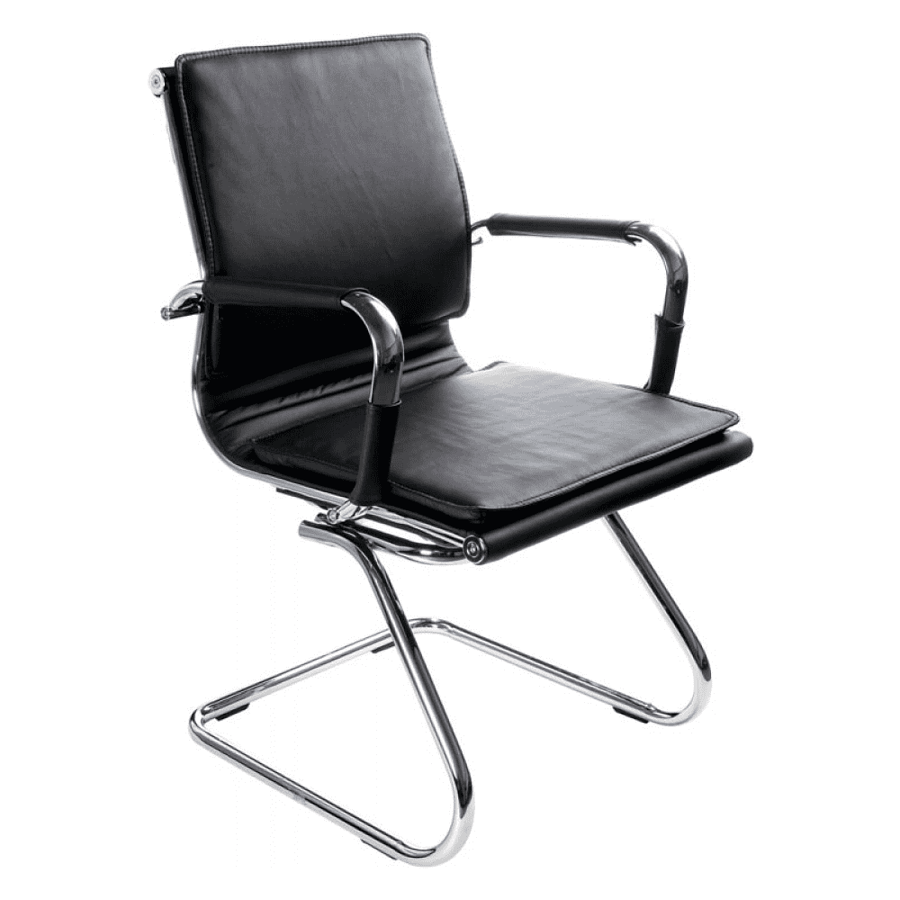 Кресло на полозьях "Бюрократ Ch-993-Low-V", экокожа, черный, металл хром