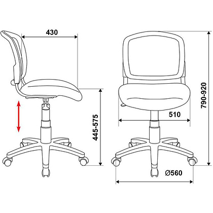 Кресло для детей Бюрократ "CH-W296NX/15-175", ткань, пластик, белый, голубой - 5