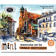 Краски акварельные "Aquarius. Mini Urban Sketcher set", 8 цветов, полукюветы, коробка, абрикос