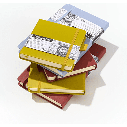 Скетчбук "Sketchmarker", 9х14 см, 140 г/м2, 80 листов, красный винтаж - 9