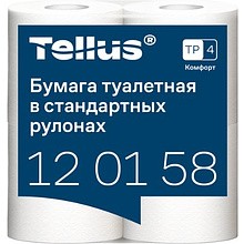 Бумага туалетная Tellus Комфорт, TP4, 4 рулона, 23 м., 2 слоя