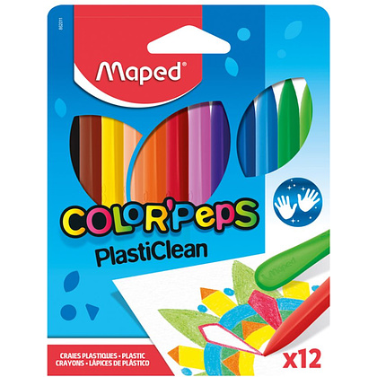 Мелки восковые Maped "Crayon PlastiClean", 12 цветов, ассорти