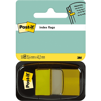 Закладки пластиковые "3М", 25х43 мм, 50 шт, желтый, в диспенсере - 2