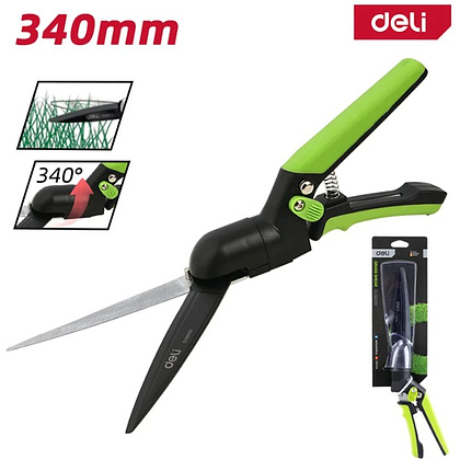 Ножницы газонные поворотные Deli GS EDL580351, пружина, тефлон, 340 мм., черный, зеленый - 16