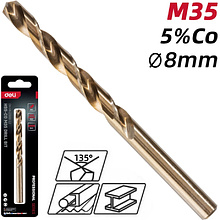 Сверло по металлу Deli RS EDH-MHZ080-E2, 8.0 мм, DIN 338, HSCo 5%