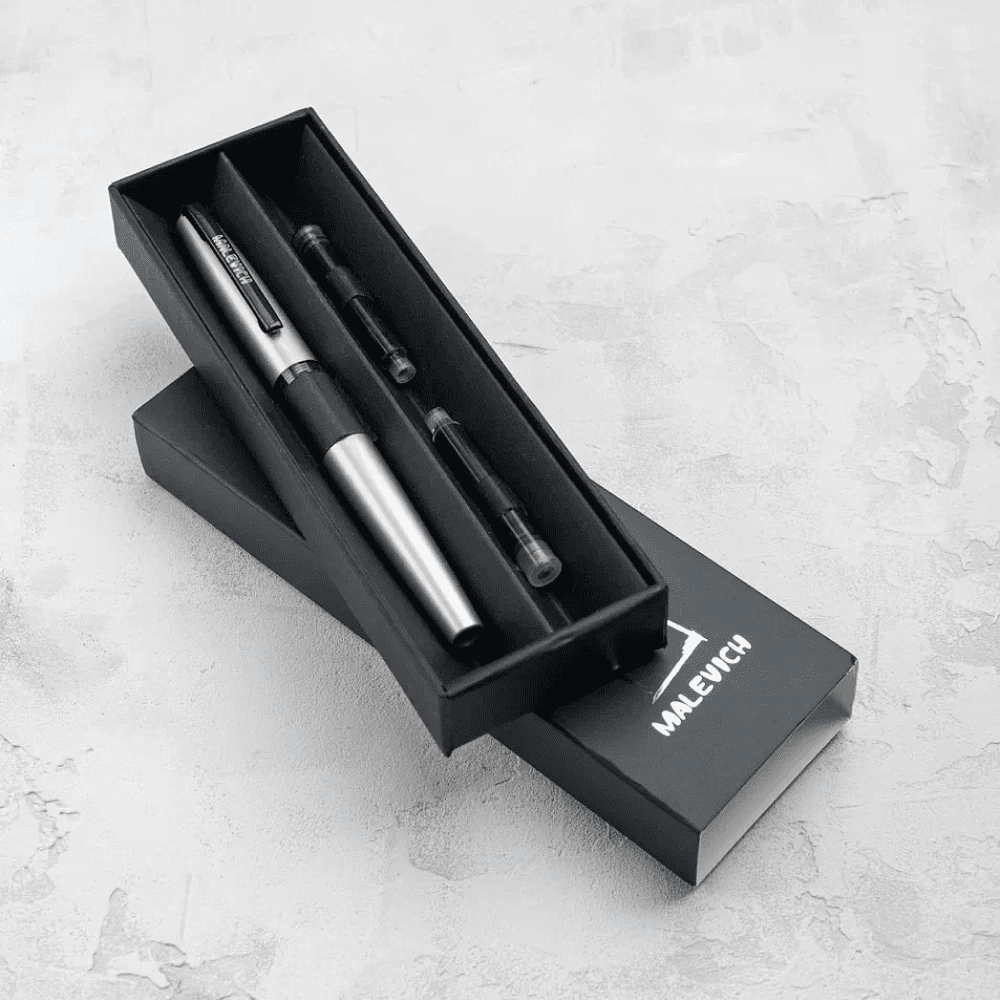 Ручка перьевая EF "Малевичъ", металл, с конвертером, набор два картриджа, бирюзовый перламутр - 2