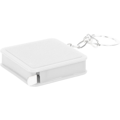 Брелок-рулетка "7305", пластик, металл, 1 м, белый