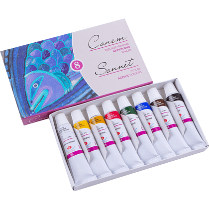 Краски акриловые "Сонет", 8 цветов, тубы