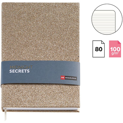 Блокнот Miquelrius "Midnight Glitter", А5, 80 листов, коричневый - 2