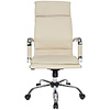 Кресло для руководителя "Бюрократ CH-993" высокая спинка, кожзам, хром, слоновая ность - 3