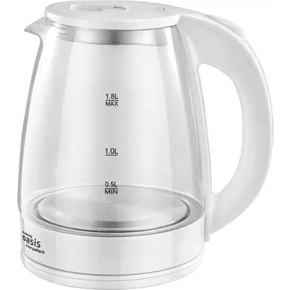 Электрочайник Oasis K-8GW, пластик, стекло, белый