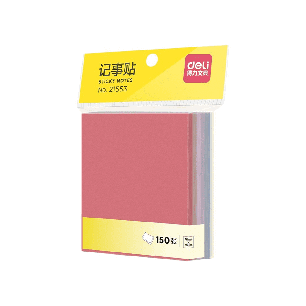 Бумага для заметок "Deli 21553", 76х76х18 мм, 150 листов, 80г/м2, ассорти