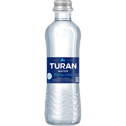 Вода минеральная питьевая "Тuran", газированная, 0.25 л, стеклянная бутылка