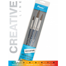 Набор кистей для рисования "Pinax Creative", синтетика, имитация белки, 3 штуки