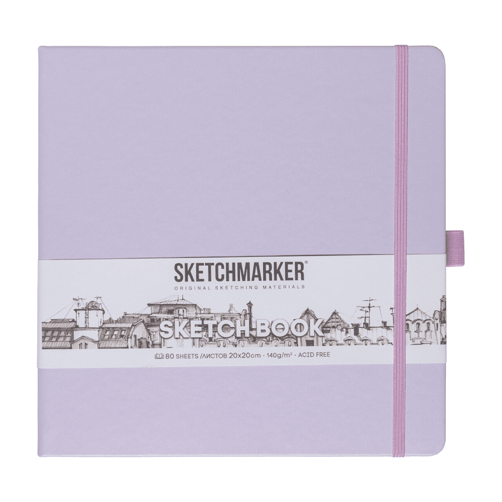 Скетчбук "Sketchmarker", 80 листов, 20x20 см, 140 г/м2, фиолетовый пастельный