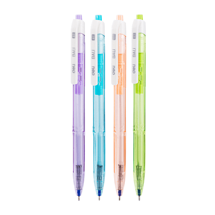 Набор ручек шариковых "Deli EQ02836-4BL", 0.7 мм, прозрачный, стерж. синий, 4 шт