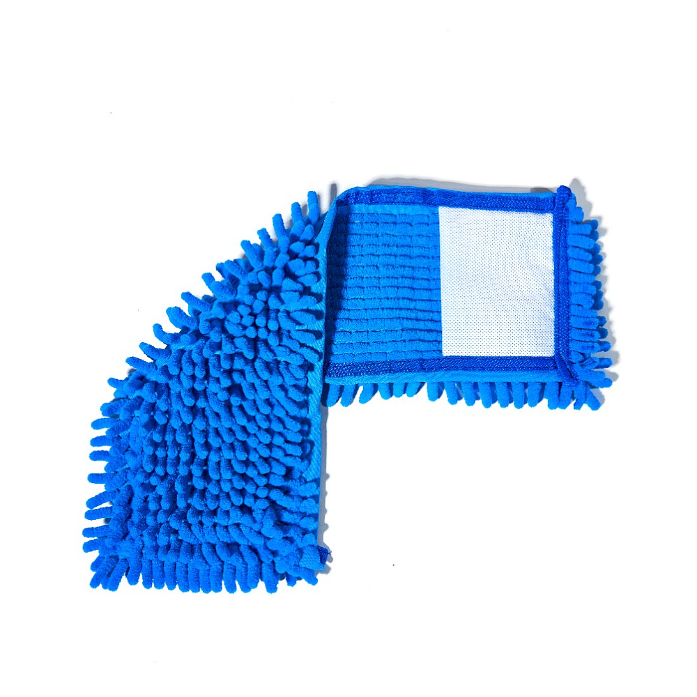 Насадка для плоской швабры 42х14 см, шенилл, на резинке, синий - 3