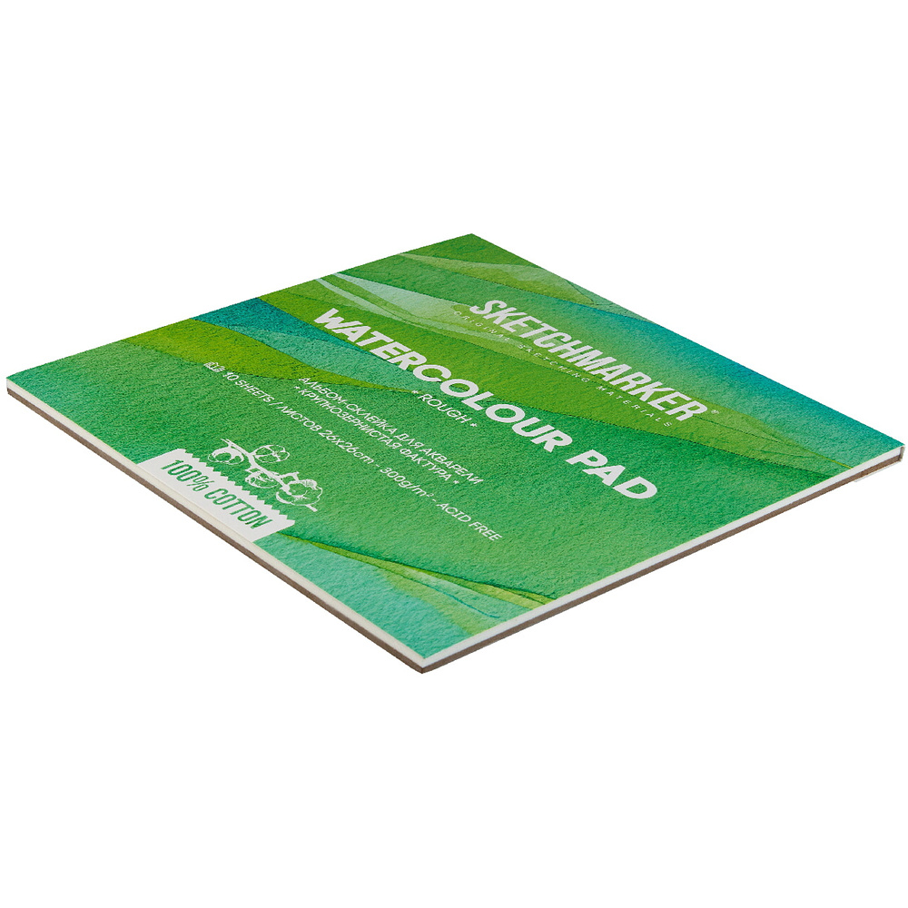 Блок бумаги для акварели "Sketchmarker", 26x26 см, 300 г/м2, 10 листов, крупнозернистая - 2