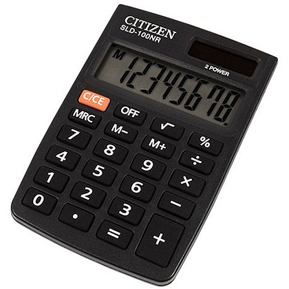 Калькулятор карманный Citizen "SLD-100NR", 8-разрядный, черный