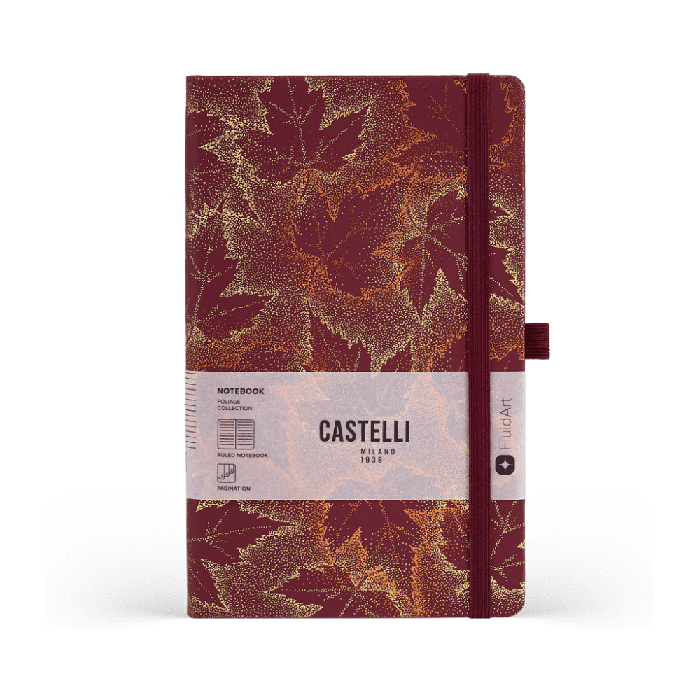 Блокнот "Foliage maple", А5, 96 листов, линейка, на резинке, красный - 3
