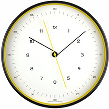 Часы настенные круглые "777707216", пластик, черный, желтый