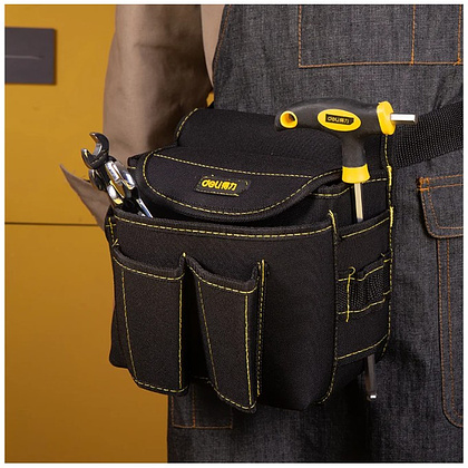 Сумка для инструментов поясная Deli YS EDL-P4, 220х140х200 мм, ткань Oxford, черный - 3