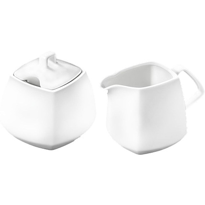 Набор посуды сахарница и сливочник "WL-995028/2C", фарфор, белый - 2