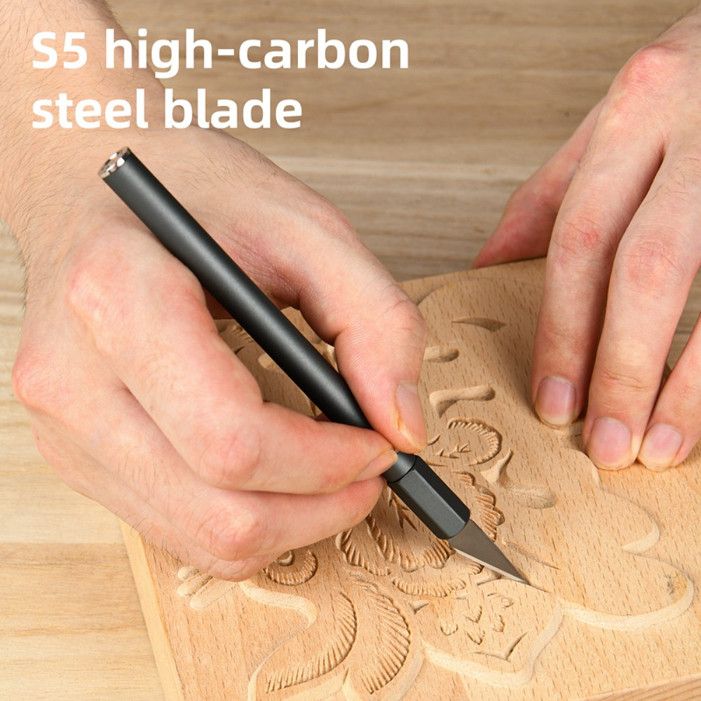 Нож-скальпель Deli YS EDL359201A, макетный, 146x9 мм, лезвия 10 шт. в комплекте - 4