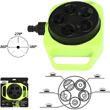 Дождеватель-разбрызгиватель Deli GS EDL581300, 3/4", 5 функций, круговой, ударопрочный пластик, черный, зеленый