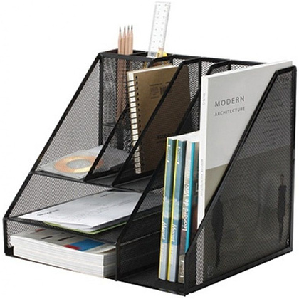 Подставка для канцелярских мелочей "Трапеция", 345x290x295 мм, черный