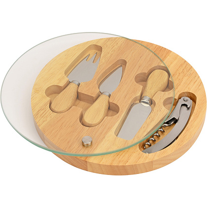 Набор для вина и сыра "Rendezvous", бежевый, серебристый, прозрачный - 2