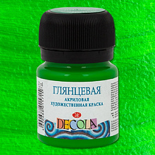 Краска акриловая глянцевая "Декола", 717 зеленая светлая, 20 мл., банка