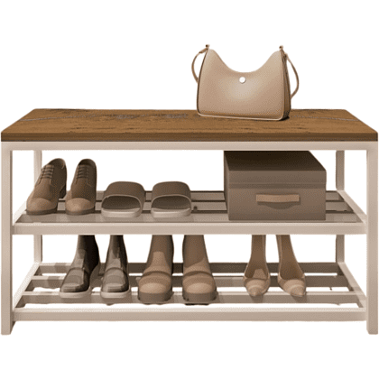 Обувница ALLERD 2 RION, белый муар, 830х320х450, дуб нокс